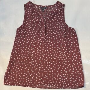 Halogen Burgundy Sleeveless Blouse with White Dots